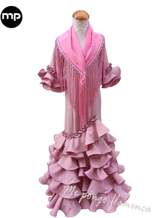 traje de flamenca niña beige
