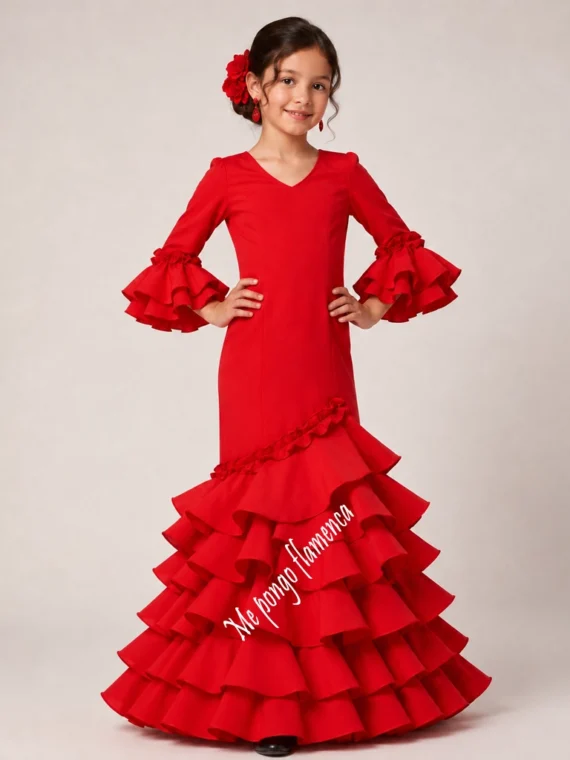 Vestidos flamenca niña rojo Cazorla