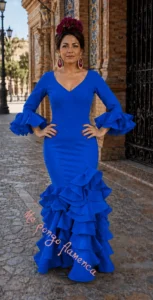 vestido de flamenca azul traje de flamenca azul