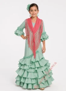 vestido flamenca verde pastel