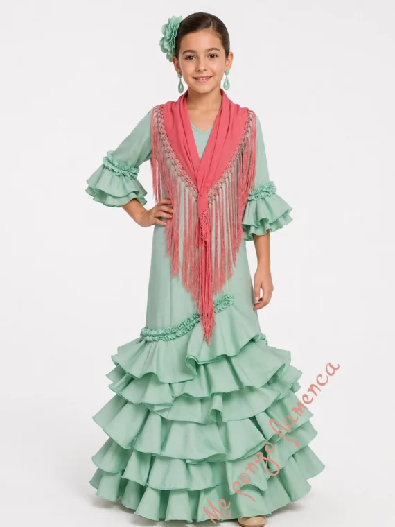 vestido flamenca verde pastel