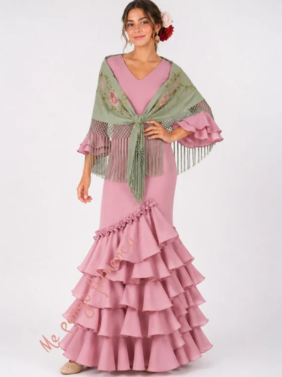 vestido flamenca rosa maquillaje