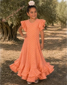 vestidos flamenca niña naranja