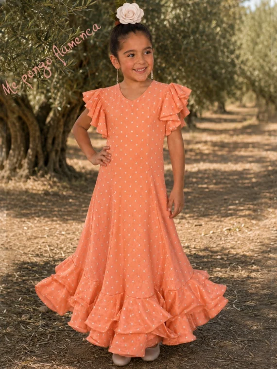 vestidos flamenca niña naranja