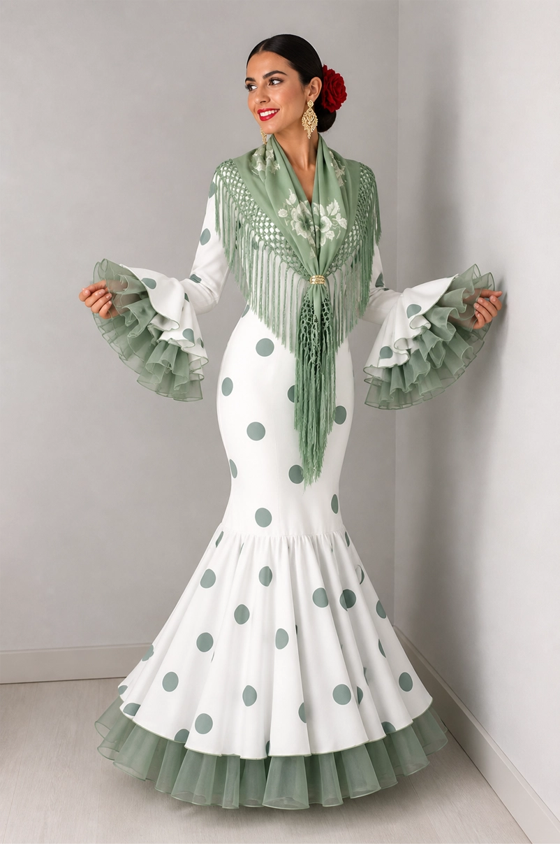 green dress with beads CAMILLA | Shirred Waist Long Dress Flamenco Euphoria, XXS Blue | Flamenco EUPHORIA main image 1