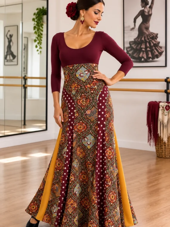 Falda Flamenca Estampada Cachemir