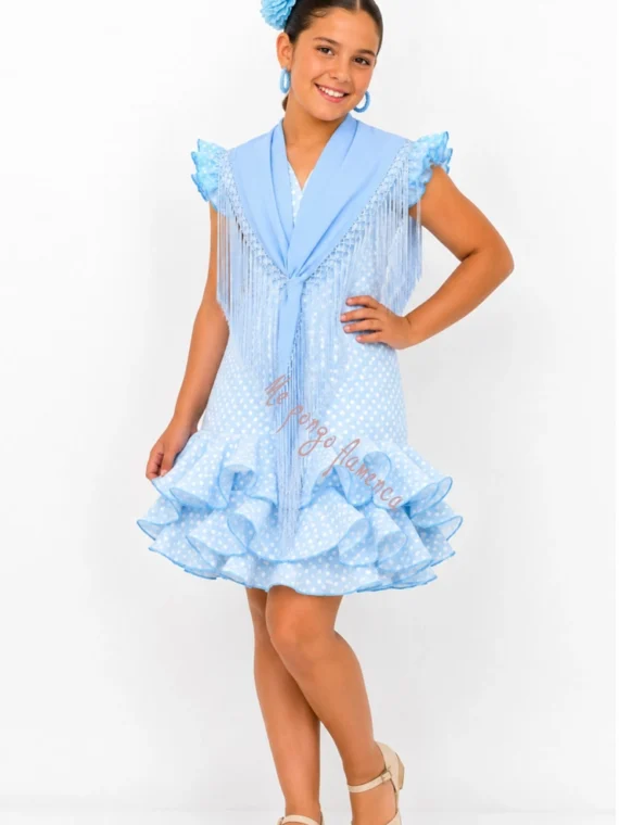 Vestido flamenca niña azul 1